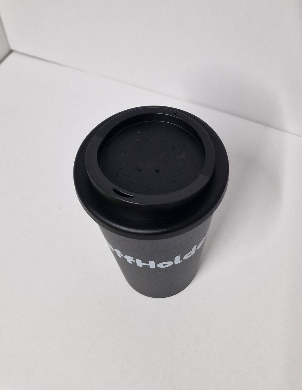 ScaffHolder Branded re-useable cup. Black with screw lid. UK made